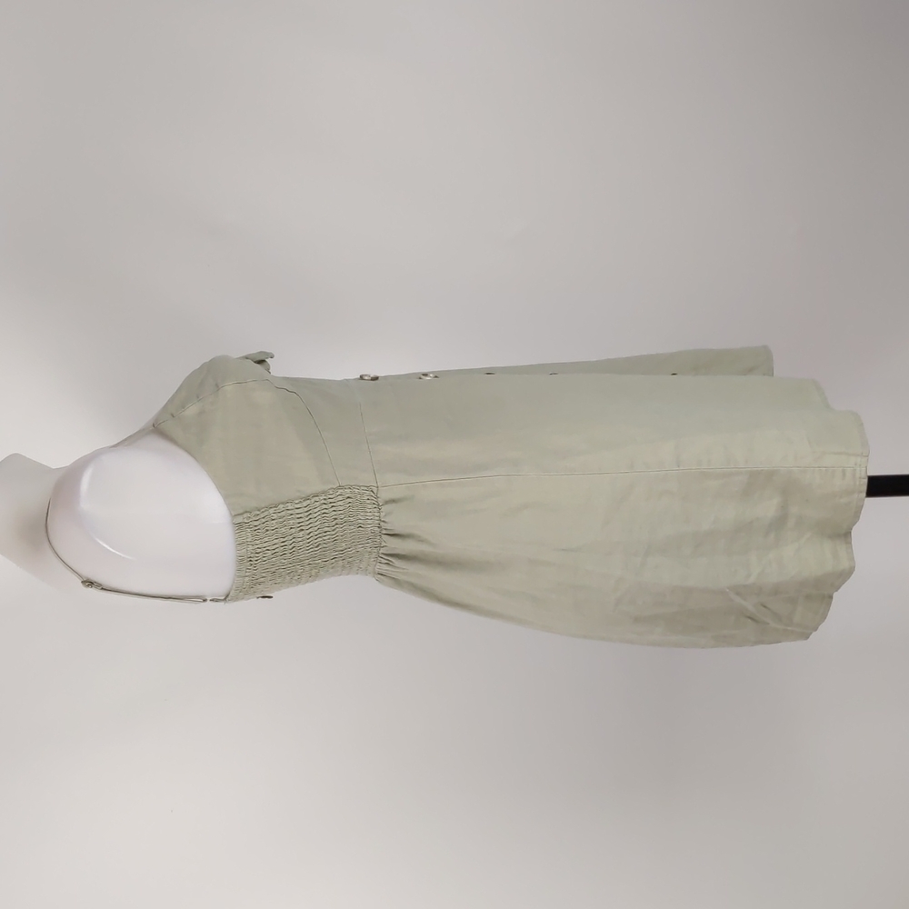 Piping Hot Women's Dress Size 10 Green A-Line Adjustable Straps Shirring Buttons - Picture 13 of 16